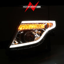 Load image into Gallery viewer, ANZO 11-15 Ford Explorer Projector Headlights w/ Light Bar Chrome Housing w/ Amber light 111576