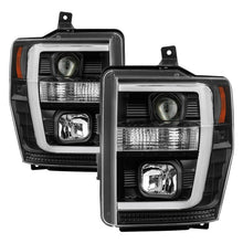 Load image into Gallery viewer, Spyder 08-10 Ford F-250 Projector Headlights V2 - Light Bar DRL LED - Black PRO-YD-FS08V2-LB-BK 5084477