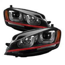 Load image into Gallery viewer, Spyder Volkswagen Golf VII 14-16 Projector Headlights DRL LED Red Stripe Blk PRO-YD-VG15-RED-DRL-BK 5080592