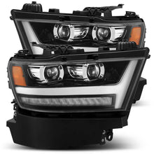 Load image into Gallery viewer, AlphaRex 19-20 Dodge Ram 1500 LUXX LED Proj Headlights Plank Jet Blk w/Activ Light/Seq Signal/DRL 880545 *Discontinued
