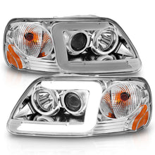 Load image into Gallery viewer, ANZO 1997-2003 Ford F-150 Projector Headlights w/ Light Bar Chrome Housing 111504