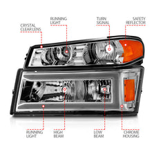Load image into Gallery viewer, ANZO 04-12 GM Colorado/Canyon/I-Series Crystal Headlights - w/ Light Bar Chrome Housing 4pcs 111559