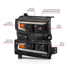 Load image into Gallery viewer, ANZO 19-22 Chevrolet Silverado 1500 LED Proj HL w/Lgt Bar SwBk Seq. Blk w/In. Light - Passenger Side 111566-R