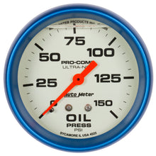 Load image into Gallery viewer, AutoMeter Ultra-Nite 2-5/8in 0-150 PSI Liquid Filled Mechanical Glow In Dark Oil Pressure Gauge 4223