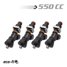 Load image into Gallery viewer, BLOX Racing Eco-Fi Street Injectors 550cc/min w/1/2in Adapter Honda B/D/H Series (Set of 4) BXEF-06514.11-550-4