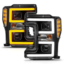 Load image into Gallery viewer, ANZO 17-19 Ford F-250/350/450 SD (w/o Factory LED) LED Proj Headlights w/Light Bar Switchback Blk 111577