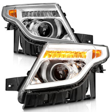 Load image into Gallery viewer, ANZO 11-15 Ford Explorer Projector Headlights w/ Light Bar Chrome Housing w/ Amber light 111576