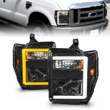Load image into Gallery viewer, ANZO 08-10 Ford F-250 - F-550 Super Duty Projector Headlights w/ Light Bar Switchback Black Housing 111586