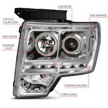 Load image into Gallery viewer, Anzo 2009-2014 Ford F-150 Projector Headlights w/ Halo Chrome (CCFL) G2