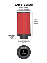 Load image into Gallery viewer, AEM Induction AEM 4 inch x 9 inch Dryflow Element Filter Replacement 21-2059DK
