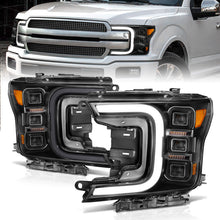 Load image into Gallery viewer, Anzo 18-20 Ford F-150 Full Led Projector Smoke Bar Style Headlights Black Amber 111520