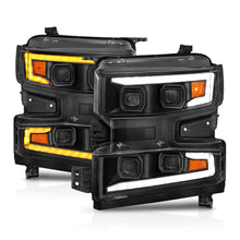 Load image into Gallery viewer, ANZO 19-22 Chevrolet Silverado 1500 LED Proj HL w/Lgt Bar SwBk Seq. Blk w/In. Light - Driver Side ON 111566-L