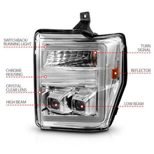 Load image into Gallery viewer, ANZO 08-10 Ford F-250 - F-550 Super Duty Projector Headlights w/ Light Bar Switchback Chrome Housing 111587