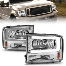 Load image into Gallery viewer, ANZO 99-04 Ford F250/F350/F450/Excursion (excl. 99) Crystal Headlights - w/ Light Bar Chrome Housing 111550