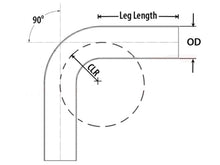 Load image into Gallery viewer, HPS Performance Products HPS 3-1/8" OD 90 Degree Bend 6061 Aluminum Elbow Pipe Tubing 16 Gauge w/ 5" CLR
