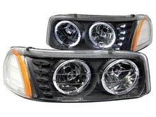 Load image into Gallery viewer, Anzo 1999-2006 Gmc Sierra 1500 Crystal Headlights w/ Halo and LED Black