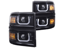 Load image into Gallery viewer, Anzo 2014-2015 Chevrolet Silverado Projector Headlights w/ U-Bar Black w/ B