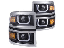 Load image into Gallery viewer, Anzo 2014-2015 Chevrolet Silverado Projector Headlights w/ U-Bar Black w/ C