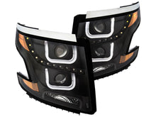 Load image into Gallery viewer, Anzo 2015-2016 Chevrolet Tahoe Projector Headlights w/ U-Bar Black Clear
