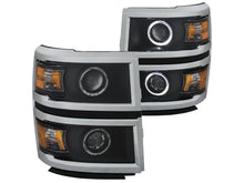 Load image into Gallery viewer, Anzo 2014-2015 Chevrolet Silverado Projector Headlights w/ Halo Black Clear
