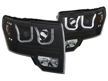 Load image into Gallery viewer, Anzo 2009-2014 Ford F-150 Projector Headlights w/ U-Bar Black Amber (HID TY
