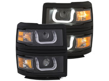 Load image into Gallery viewer, Anzo 14+ Chevy 1500 Projector Headlights W/ U-Bar Switchback Black W/ Amber