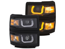 Load image into Gallery viewer, Anzo 14+ Chevy 1500 Projector Headlights W/ U-Bar Switchback Black W/ Amber