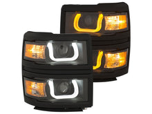 Load image into Gallery viewer, Anzo 14+ Chevy 1500 Projector Headlights W/ U-Bar Switchback Black W/ Amber