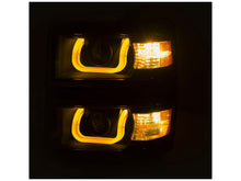 Load image into Gallery viewer, Anzo 14+ Chevy 1500 Projector Headlights W/ U-Bar Switchback Black W/ Amber