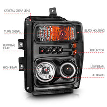 Load image into Gallery viewer, Anzo 2008-2010 Ford F-250 Projector Headlights w/ Halo Black (CCFL)