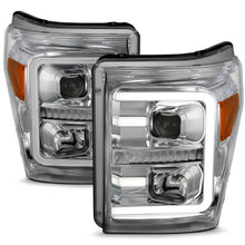 Load image into Gallery viewer, ANZO 11-16 Ford F-250/F-350/F-450 Projector Headlights w/ Plank Style Switchback Chrome w/Amber 111407