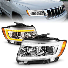 Load image into Gallery viewer, ANZO 11-13 Jeep Grand Cherokee (Factory Halogen Only) Projector Headlights w/Light Bar Swchbk Chrome 111569