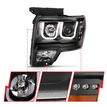 Load image into Gallery viewer, Anzo Ford F-150 09-14 Projector Switchback Headlights U-Bar Black W/ Amber