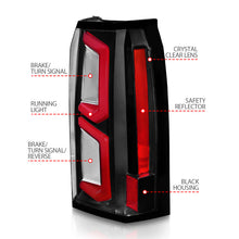 Load image into Gallery viewer, ANZO 2015-2020 Chevrolet Tahoe LED Tail Lights w/ Light Bar Black Housing Clear Lens 311374