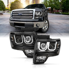 Load image into Gallery viewer, Anzo Ford F-150 09-14 Projector Switchback Headlights U-Bar Black W/ Amber
