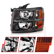 Load image into Gallery viewer, Anzo Chevy Silverado 07-13 Crystal Headlight Black Amber