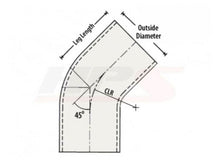 Load image into Gallery viewer, HPS Performance Products HPS 3-1/8" OD 45 Degree Bend 6061 Aluminum Elbow Pipe Tubing w/ 5" CLR