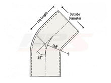 Load image into Gallery viewer, HPS 3-1/4" OD 45 Degree Bend 6061 Aluminum Elbow Pipe Tubing 16 Gauge w/ 3" CLR
