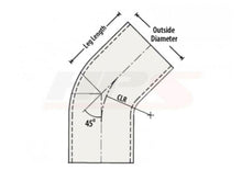 Load image into Gallery viewer, HPS Performance Products HPS 1-1/2" OD 45 Degree Bend 6061 Aluminum Elbow Pipe Tubing 16 Gauge w/ 2" CLR