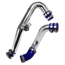 Load image into Gallery viewer, HPS Performance HPS Intercooler Hot Charge Pipe and Cold Side with Blue Hoses 15-17 Ford Mustang Ecoboost 2.3L Turbo, Polish
