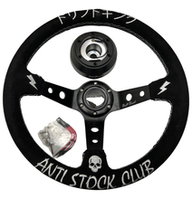Load image into Gallery viewer, Suede Deep Dish Steering Wheel + Short Hub Adapter Kit For Dodge GM Buick Chevy