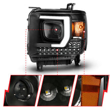 Load image into Gallery viewer, ANZO 2014-2015 Gmc Sierra 1500HD Projector Plank Style Headlight Black W/ Drl 111450