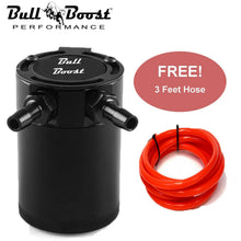 Load image into Gallery viewer, Black Aluminum Oil Catch Can Reservoir Tank Baffled Kit 2-Port | Free 3F Hose