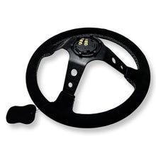 Load image into Gallery viewer, 3"DEEP DISH 6-BOLT STEERING WHEEL BLACK SUEDE FOR Dodge GM Buick Chevy Vehicles