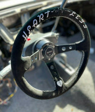 Load image into Gallery viewer, 3"DEEP DISH 6-BOLT STEERING WHEEL BLACK SUEDE FOR Dodge GM Buick Chevy Vehicles