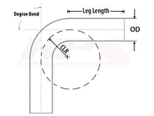 Load image into Gallery viewer, HPS Performance Products HPS 1-1/4" OD 60 Degree Bend 6061 Aluminum Elbow Pipe Tubing 16 Gauge w/ 2" CLR