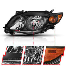 Load image into Gallery viewer, ANZO 2009-2010 Toyota Corolla Crystal Headlight Black Amber 121541