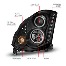 Load image into Gallery viewer, Anzo 2003-2007 Infiniti G35 Projector Headlights w/ Halo Black (CCFL) (HID