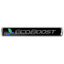 Load image into Gallery viewer, Ford Racing Black/Silver EcoBoost Emblem 3-1/2in x 9/16in - Set of 2 M-1447-EBBLK