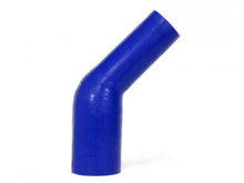 Load image into Gallery viewer, HPS 1-3/4" - 2-1/2" ID, Silicone 45 Degree Elbow Reducer Coupler Hose, High Temp 4-ply Reinforced, Blue, 45mm - 63mm ID